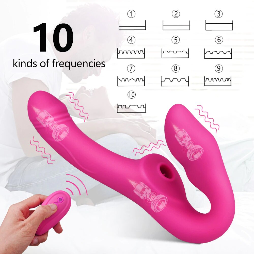 The Queen's Royal maid strapless strapon with suction and vibration